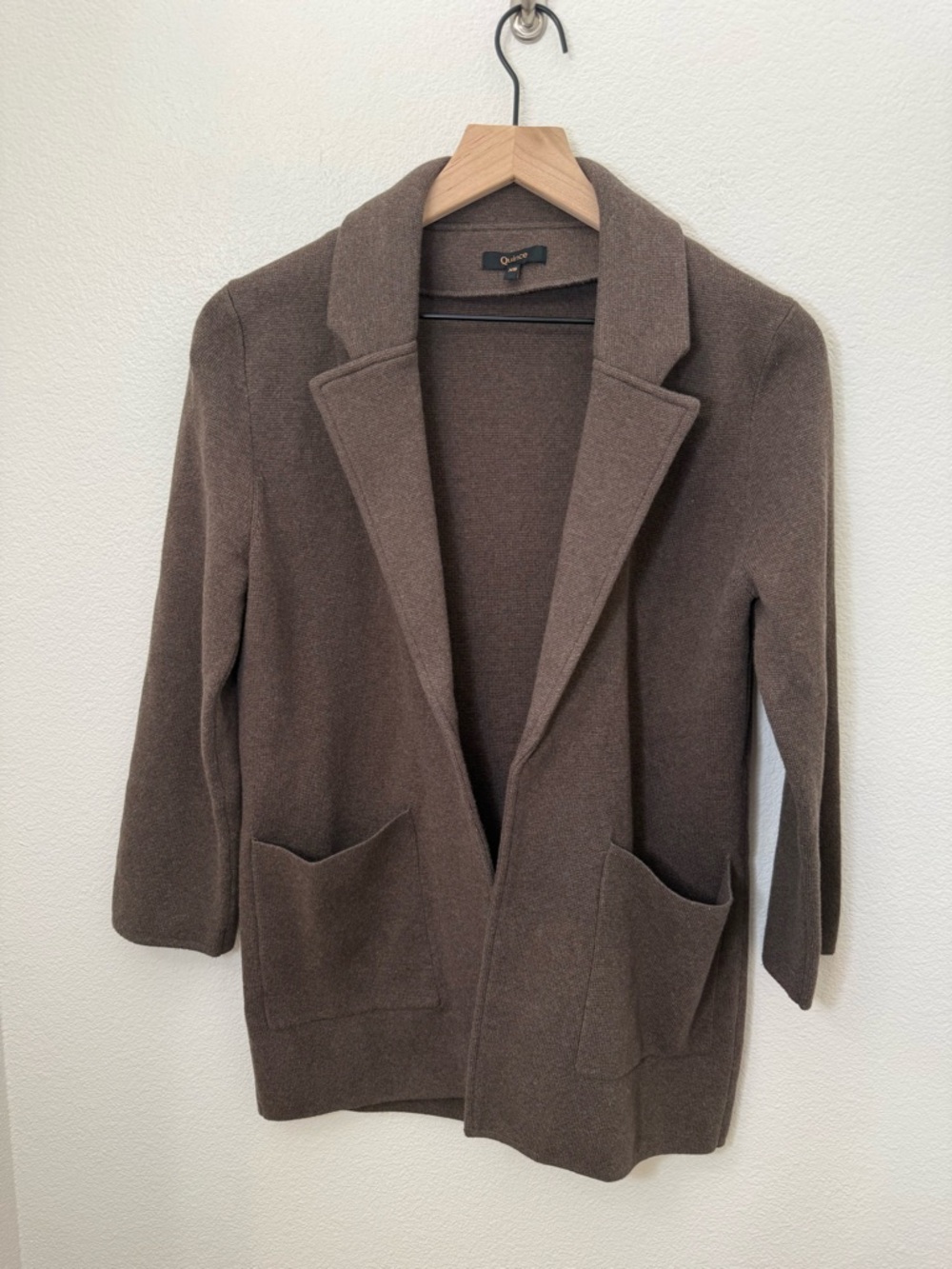 QUINCE 100% Organic Cotton Knit Blazer Heather Brown XS - Picture 4 of 11